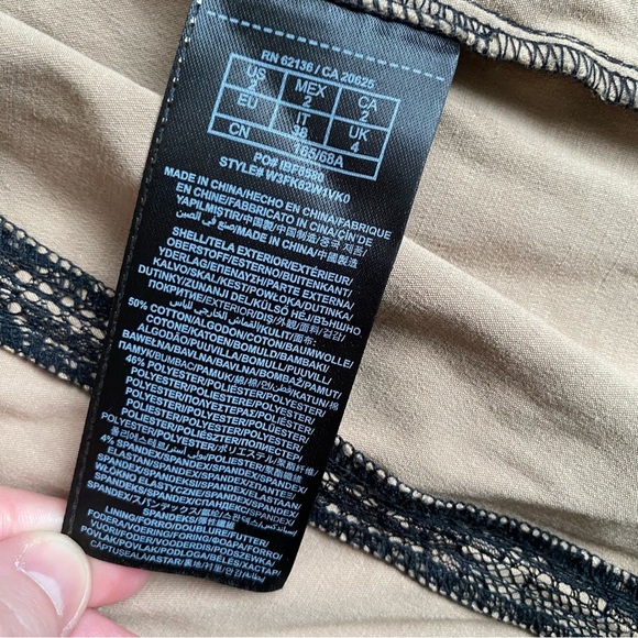 NWT Guess Claudia mini dress lace overlay velvet cap sleeves nude underlining - Picture 9 of 13